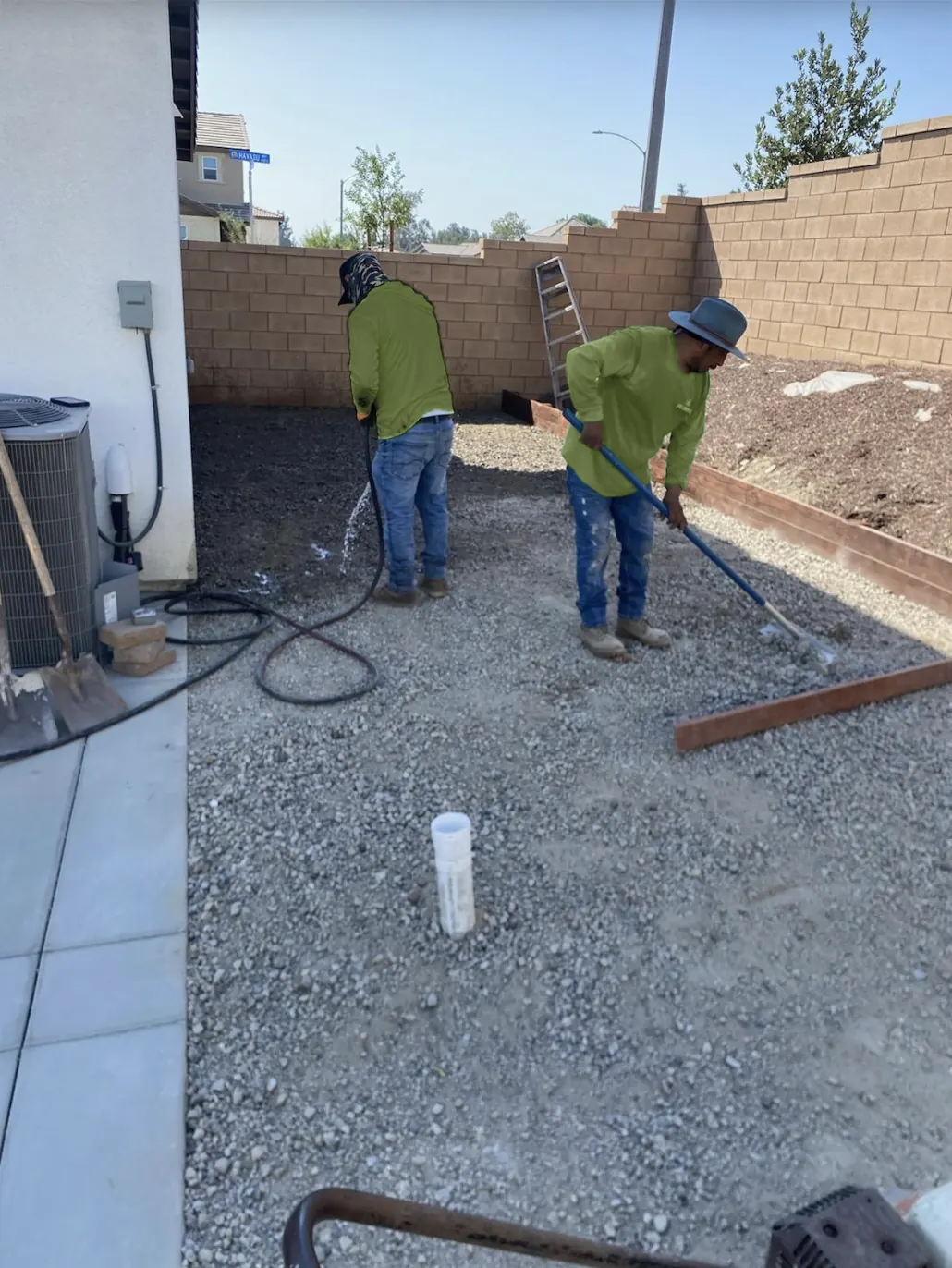Back yard build in Perris, step 5: Turf base